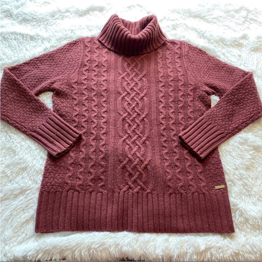 Eddie Bauer Wool Cable Knit Turtleneck Sweater